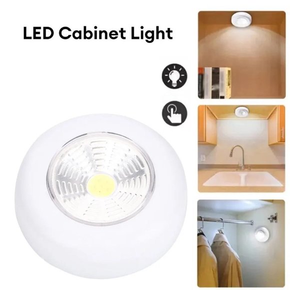 Lot Of 4 LED Night Light Push Stick On Wireless Closet Cordless Battery Operated - Picture 2 of 11